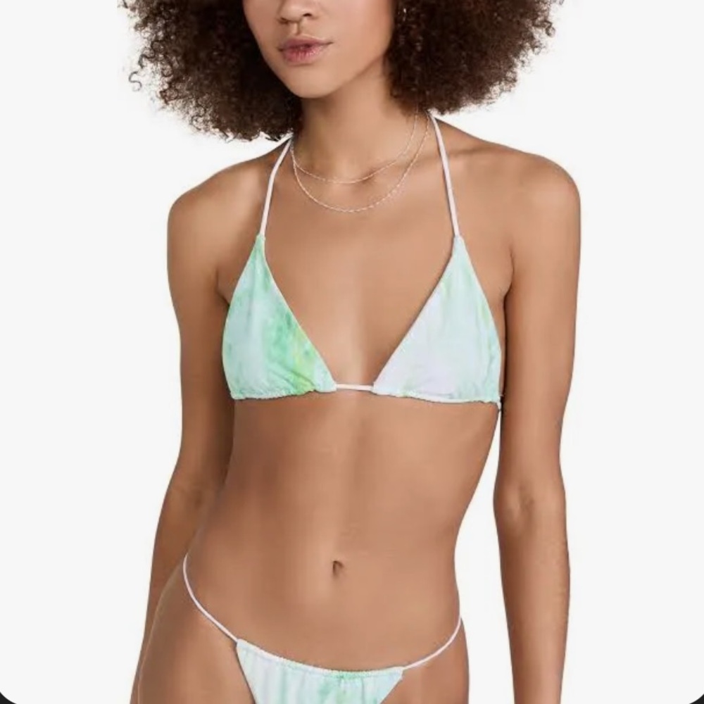 NWT Good American Matte Tiny Ties Triangle Top And Tie Fixed Bottom Bikini